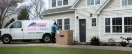 AC replacement in Horsham PA — EMCO Tech technician installing new air conditioner
