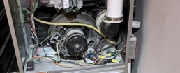 Common Reasons Furnace Breaks Down - High Efficiency Gas Furnace With Cover open and Not Working - EMCO Tech Heating Cooling