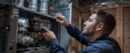 Pre-seasonal HVAC Heating Tune-Up - HVAC technician performing preseason furnace tune-up in Willow Grove PA home