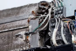 Ductless System Open and Covered in Mold - Schedule mini split mold cleaning - EMCO Tech