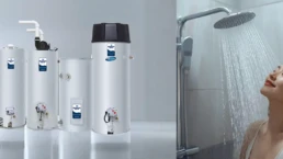 Water Heater Sale by EMCO Tech - Bradford White Water Heaters and Woman Taking Hot Shower
