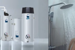 Water Heater Sale by EMCO Tech - Bradford White Water Heaters and Woman Taking Hot Shower