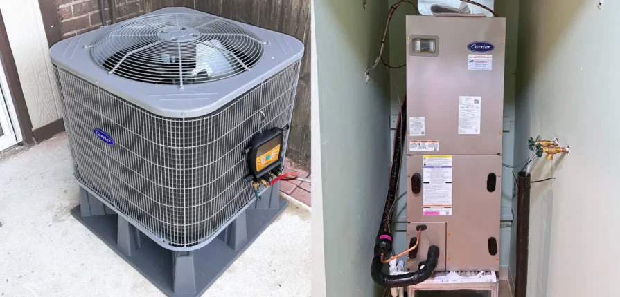 NEW YEAR'S RESOLUTIONS FOR YOUR HVAC SYSTEM - New Carrier outdoor HVAC heat pump and indoor fan coil