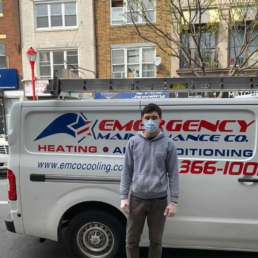 Emergency MaintenanceCompany Technician in Face Mask - EMCO Tech Heating and Cooling. HVAC Contractors Near You Emergency Maintenancecompany Technician in Face Mask