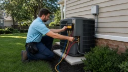 AC Is Low on Refrigerant EMCO Tech HVAC technician checking pressure