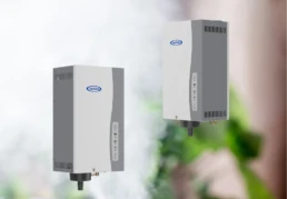 Aprilaire 800 whole house steam humidifier 2 angle views