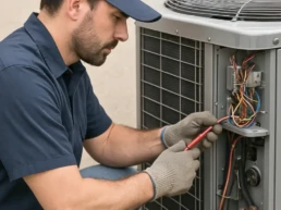 HVAC services in Merion Station PA EMCO Tech Technician during AC tune-up service