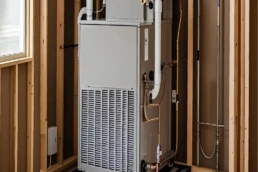 Heating system in mechanical room Merion Station PA new construction home