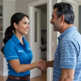 Bala Cynwyd HVAC technician greeting customer