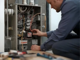 Technician performing electric furnace repair in Philadelphia