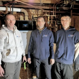 HVAC Services in Levittown PA - 3 EMCO Tech Technicians finished installation of tankless water heater and heating and AC system