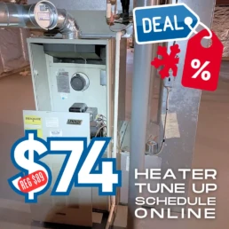 $74 Heater Tune-Up Special Offer - EMCO Tech - Heating System Removed Cover