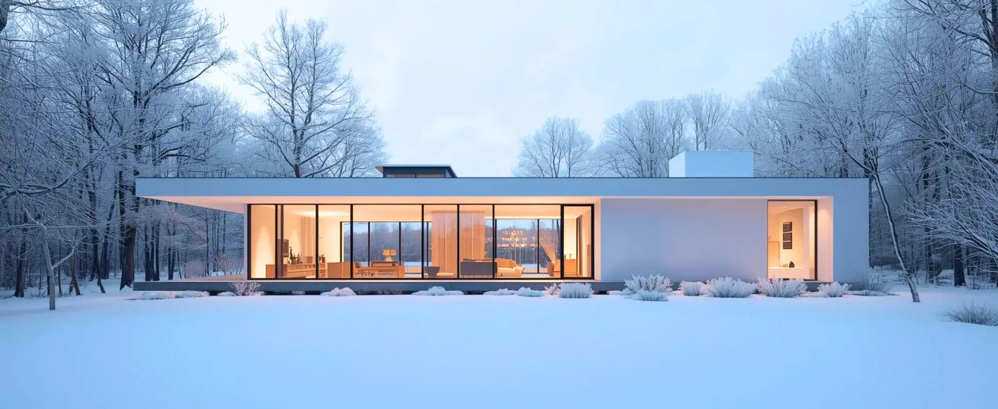Modern home in winter using alternative heat sources to a gas furnace