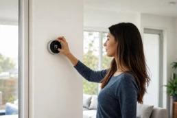 EMCO Tech - Woman Turning on AC for the First Time using thermostat