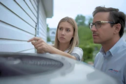 EMCO Tech Emergency HVAC Services in Feasterville-Trevose PA - Contractor with Customer Near AC Unit