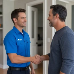 EMCO Tech Bala Cynwyd HVAC technician greeting customer