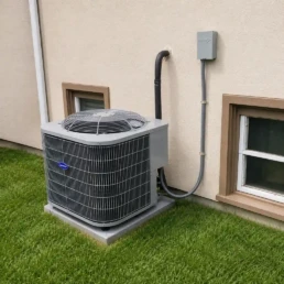 EMCO Tech HVAC Repair Chalfont - Carrier HVAC Unit by Stucco Wall