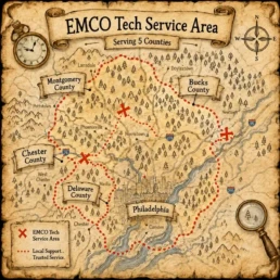 EMCO Tech - Areas We Serve - Philadelphia, Bucks County, Montgomery County, Chester County, Delaware County