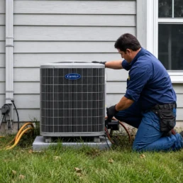 EMCO Tech Technician Doing Air Conditioner Maintenance - Refrigerant Check